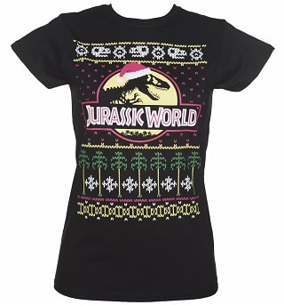 Women's Jurassic World Fair Isle Christmas T-Shirt Women's Jurassic World Fair Isle Christmas T-Shirt
