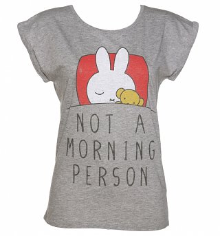 Women's Miffy Not a Morning Person Rolled Sleeve Tunic T-Shirt Women's Miffy Not a Morning Person Rolled Sleeve Tunic T-Shirt