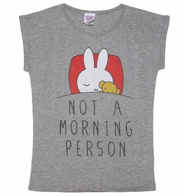 Women's Miffy Not a Morning Person Rolled Sleeve Tunic T-Shirt Women's Miffy Not a Morning Person Rolled Sleeve Tunic T-Shirt