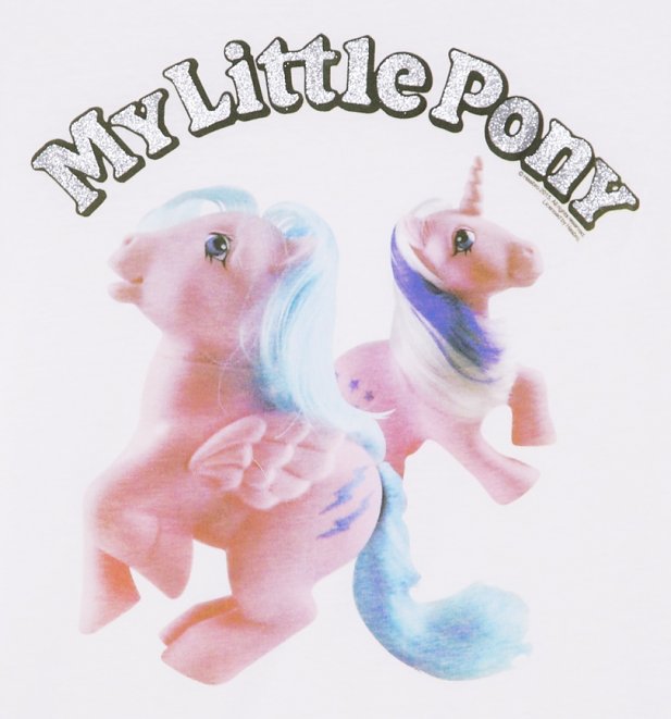 Women's My Little Pony Glitter Logo Rolled Sleeve Boyfriend T-Shirt Women's My Little Pony Glitter Logo Rolled Sleeve Boyfriend T-Shirt