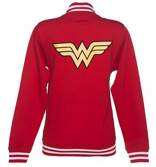Women's Red DC Comics Wonder Woman Logo Varsity Jacket Women's Red DC Comics Wonder Woman Logo Varsity Jacket