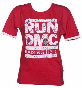 Women's Red Marl Run DMC Raising Hell Floral Logo T-Shirt from Eleven Paris Women's Red Marl Run DMC Raising Hell Floral Logo T-Shirt from Eleven Paris