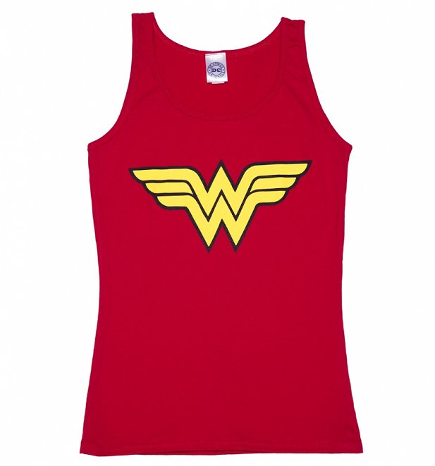 Women's Red Wonder Woman Logo Tank Vest