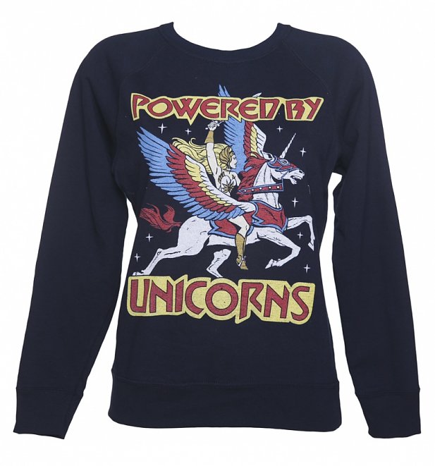 Women's Navy She-Ra Powered By Unicorns Sweater Women's Navy She-Ra Powered By Unicorns Sweater