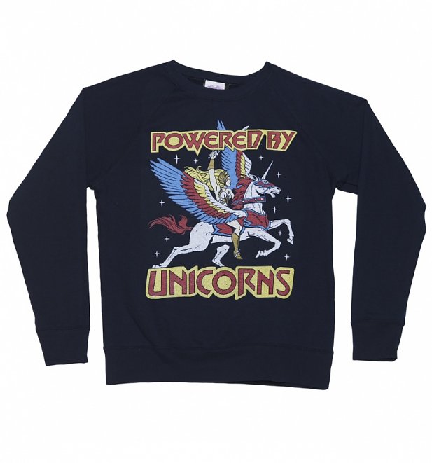 Women's Navy She-Ra Powered By Unicorns Sweater Women's Navy She-Ra Powered By Unicorns Sweater