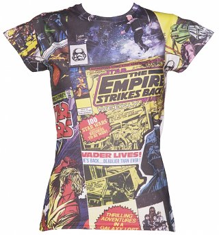 Women's Star Wars Comic Print Sublimation T-Shirt Women's Star Wars Comic Print Sublimation T-Shirt