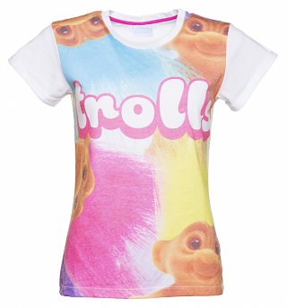 Women's Trolls All Over Sublimation Print Rolled Sleeve T-Shirt Women's Trolls All Over Sublimation Print Rolled Sleeve T-Shirt