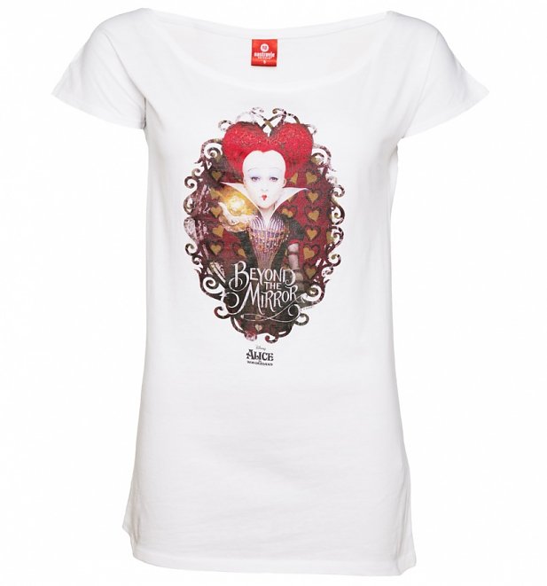 Women's White Disney Alice In Wonderland Beyond The Mirror Slouchy T-Shirt Women's White Disney Alice In Wonderland Beyond The Mirror Slouchy T-Shirt