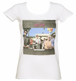 Women's White Dirty Deeds Album Cover T-Shirt from Amplified Women's White Dirty Deeds Album Cover T-Shirt from Amplified