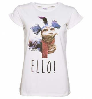 Women's White Labyrinth Worm Ello Rolled Sleeve Boyfriend T-Shirt Women's White Labyrinth Worm Ello Rolled Sleeve Boyfriend T-Shirt