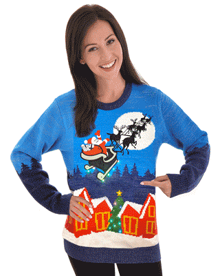 Light Up Sparkly Knitted Sleigh Ride Christmas Jumper from Cheesy Christmas Jumpers Light Up Sparkly Knitted Sleigh Ride Christmas Jumper from Cheesy Christmas Jumpers