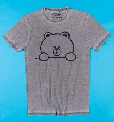 Line Friends Brown Outline Vintage Grey T-Shirt from Recovered Line Friends Brown Outline Vintage Grey T-Shirt from Recovered