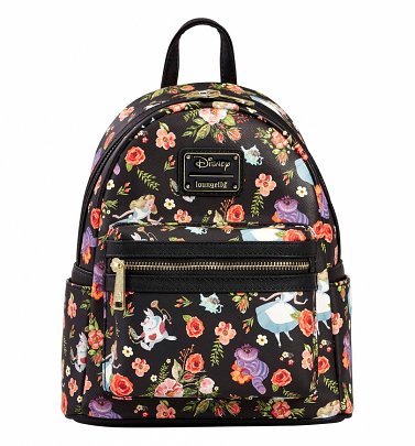 Loungefly Disney Alice In Wonderland Floral All Over Print Black Mini Backpack Loungefly Disney Alice In Wonderland Floral All Over Print Black Mini Backpack