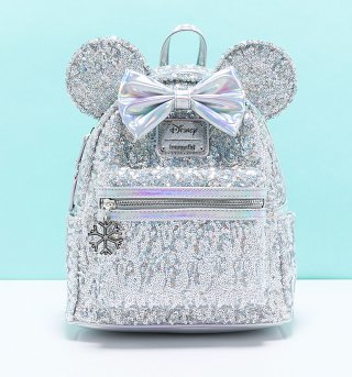 Loungefly Disney LASR Holographic Sequin Minnie Mouse Mini Backpack Loungefly Disney LASR Holographic Sequin Minnie Mouse Mini Backpack