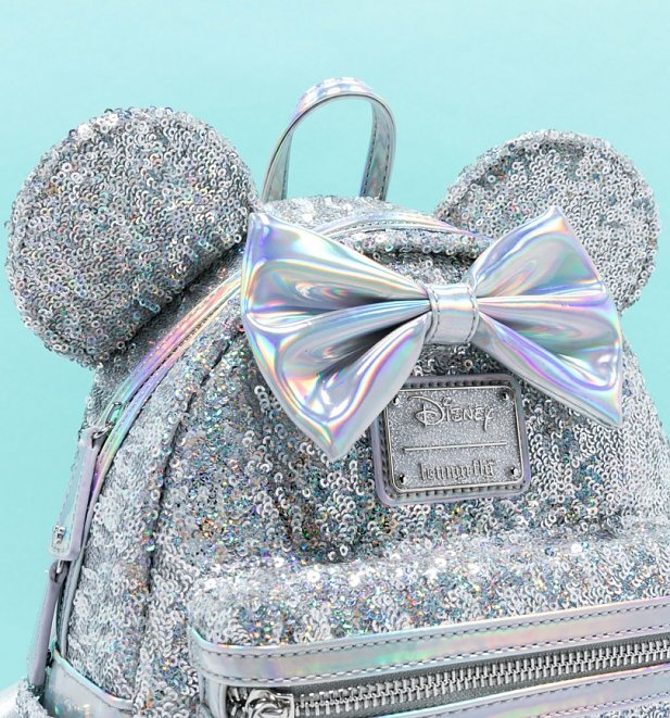 Loungefly Disney LASR Holographic Sequin Minnie Mouse Mini Backpack