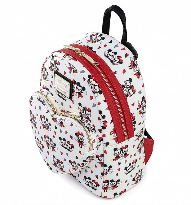 Loungefly Disney Mickey And Minnie Mouse Heart All Over Print Mini Backpack