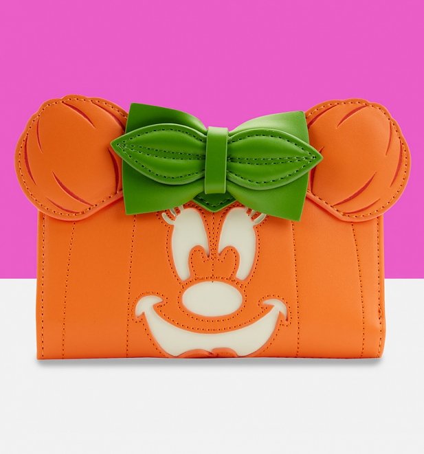 Loungefly Disney Minnie Mouse Glow Face Pumpkin Flap Wallet