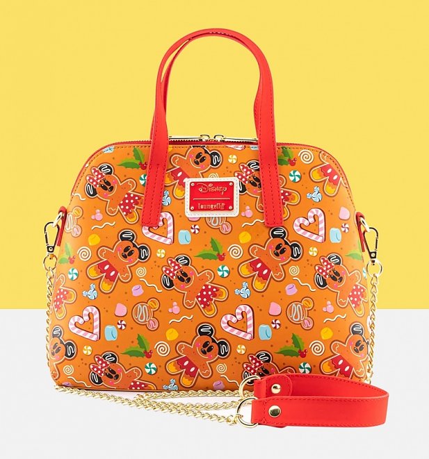 Loungefly Disney Seasonal Ginger Bread All Over Print Crossbody Bag Loungefly Disney Seasonal Ginger Bread All Over Print Crossbody Bag