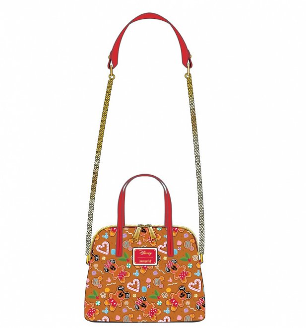 Loungefly Disney Seasonal Ginger Bread All Over Print Crossbody Bag Loungefly Disney Seasonal Ginger Bread All Over Print Crossbody Bag