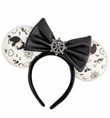 Loungefly Disney Steamboat Willie Ears Bow Rope Piping Headband Loungefly Disney Steamboat Willie Ears Bow Rope Piping Headband