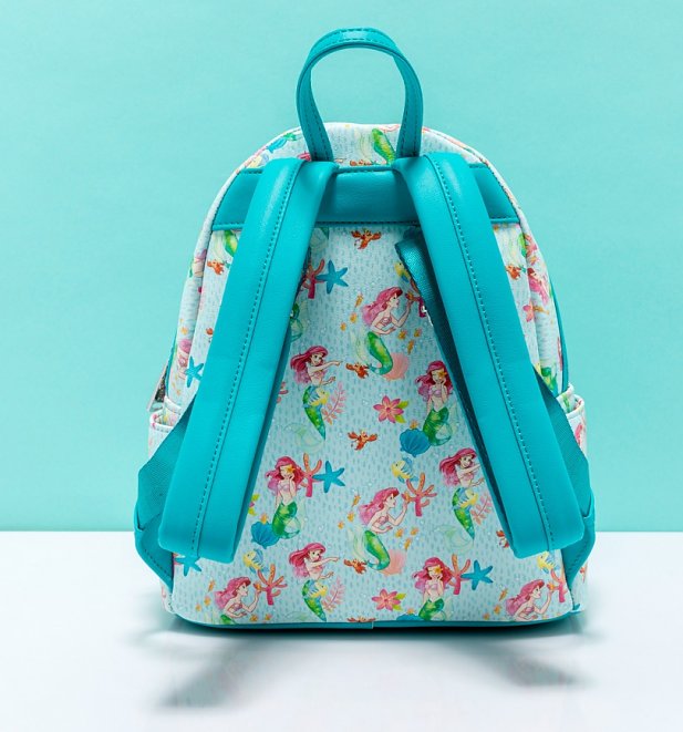 Disney Little Mermaid Ariel Blue Allover 12" Bag 003296 Small Backpack 
