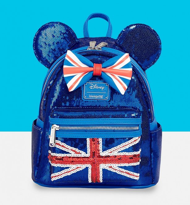 Loungefly Disney Union Jack Sequin Minnie Mouse Mini Backpack