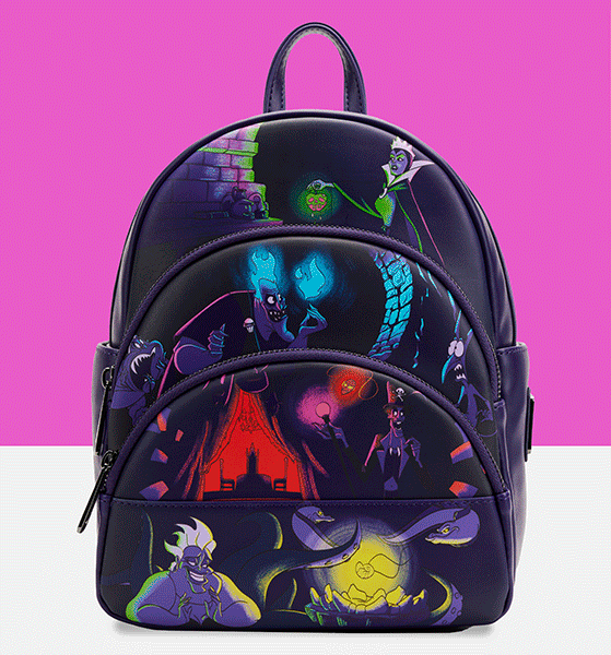 Loungefly Disney Villains Glow In The Dark Triple Pocket Mini Backpack