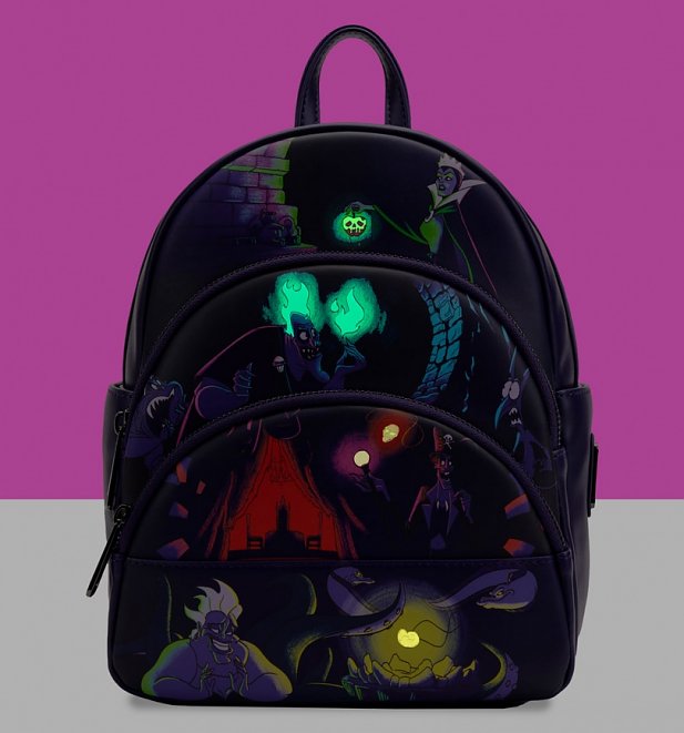 Loungefly Disney Villains Glow In The Dark Triple Pocket Mini Backpack