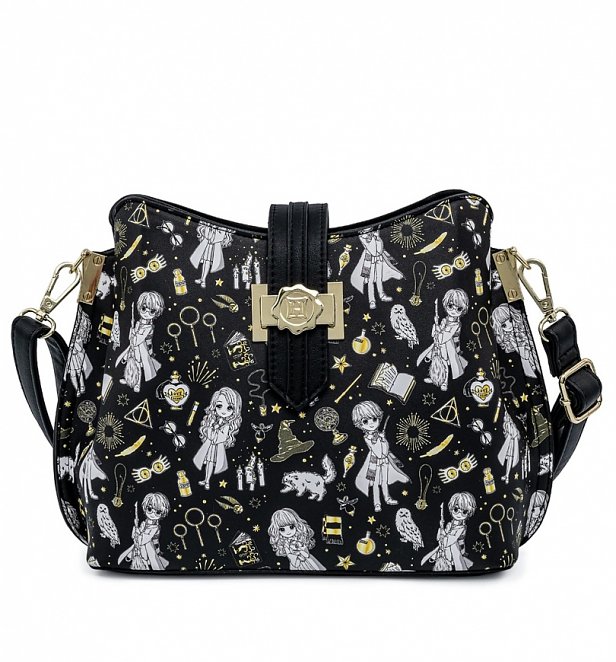 Loungefly Harry Potter Magical Elements All Over Print Crossbody Bag Loungefly Harry Potter Magical Elements All Over Print Crossbody Bag