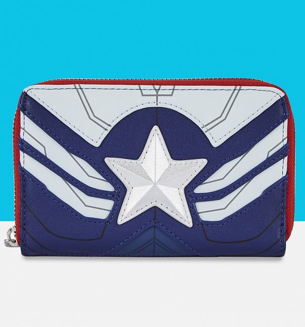 Loungefly Marvel Falcon Captain America Cosplay Zip Around Wallet Loungefly Marvel Falcon Captain America Cosplay Zip Around Wallet
