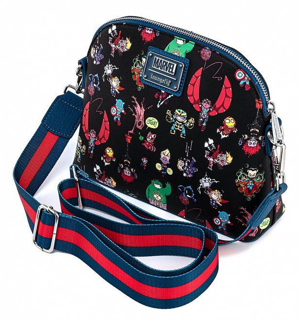 Loungefly Marvel Skottie Young Chibi Group Cross Body Bag Loungefly Marvel Skottie Young Chibi Group Cross Body Bag