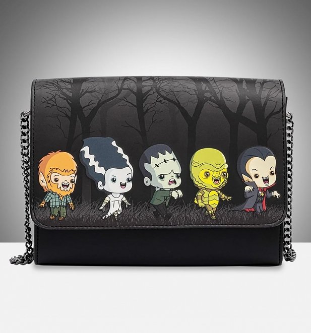 Loungefly Universal Monsters Chibi Line Chain Strap Crossbody Bag Loungefly Universal Monsters Chibi Line Chain Strap Crossbody Bag