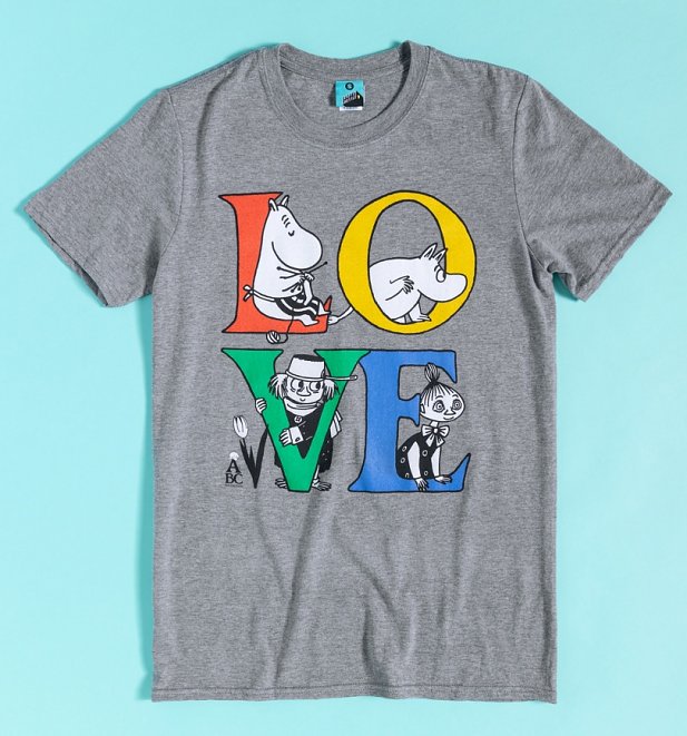 Love Moomins Grey Marl T-Shirt Love Moomins Grey Marl T-Shirt