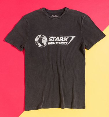 Marvel Comics Avengers Stark Industries Charcoal Vintage Wash T-Shirt