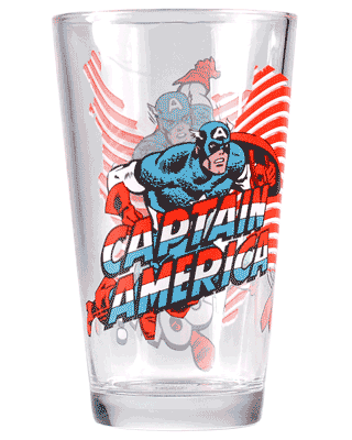 Marvel Comics Captain America Large Boxed Glass Marvel Comics Captain America Large Boxed Glass