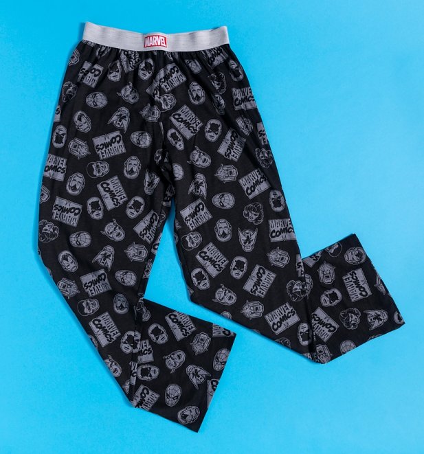 Marvel Comics Monochrome Heads and Logos Lounge Pants from Recovered