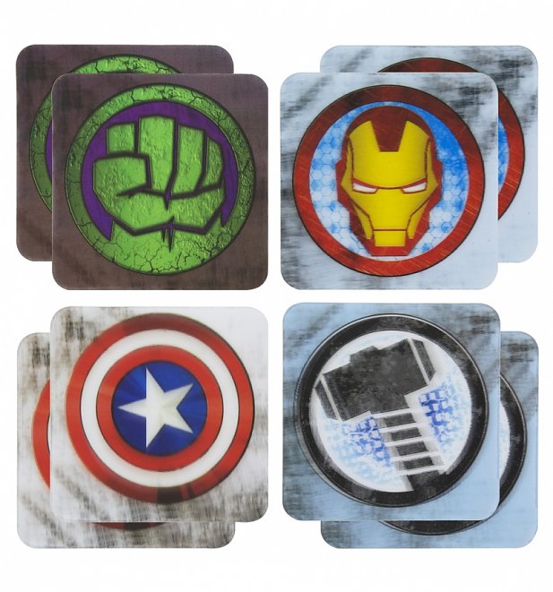 Marvel Comics Set Of 8 3D Lenticular Coasters Marvel Comics Set Of 8 3D Lenticular Coasters