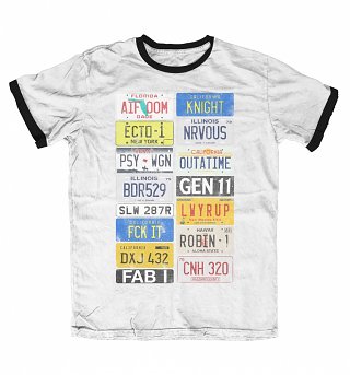 Men's Old School Number Plates Retro Ringer T-Shirt Men's Old School Number Plates Retro Ringer T-Shirt