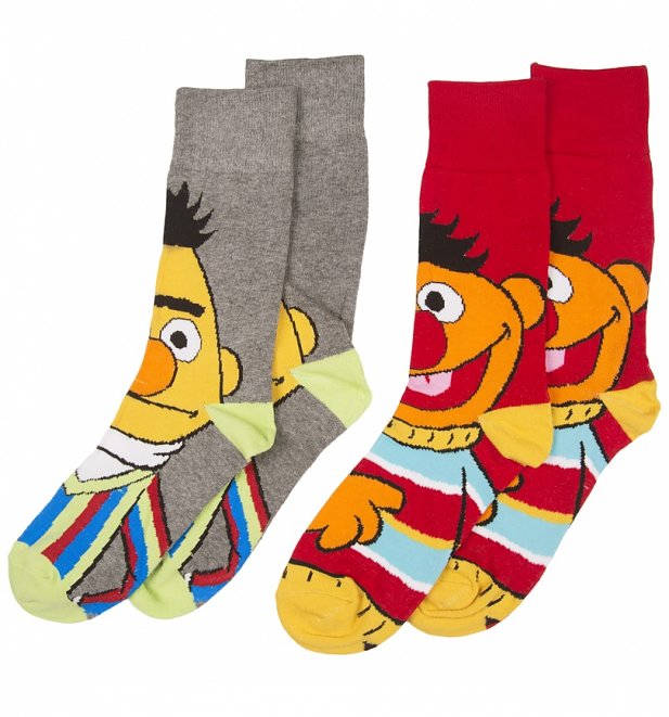 Men's 2 Pack Sesame Street Bert And Ernie Socks