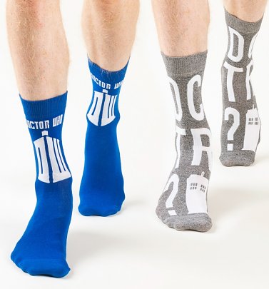 Men's 2pk Doctor Who Tardis Socks Men's 2pk Doctor Who Tardis Socks