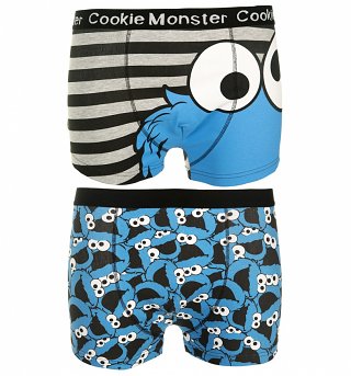 Men's 2pk Sesame Street Cookie Monster Boxer Shorts Men's 2pk Sesame Street Cookie Monster Boxer Shorts