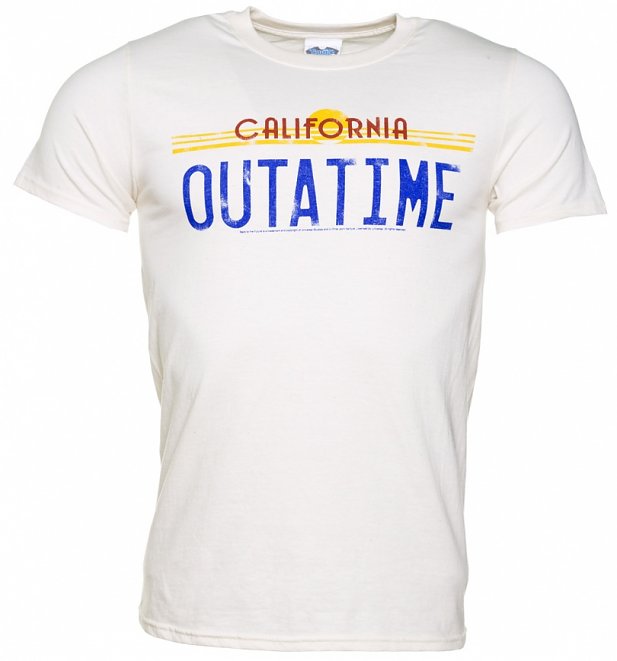 Men's Back to the Future Outatime Off White T-Shirt Men's Back to the Future Outatime Off White T-Shirt