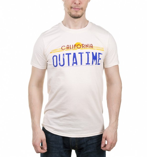 Men's Back to the Future Outatime Off White T-Shirt Men's Back to the Future Outatime Off White T-Shirt