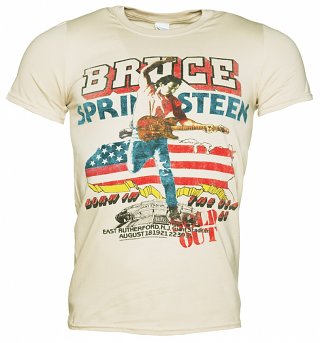 Men's Beige '85 US Tour Bruce Springsteen T-Shirt Men's Beige '85 US Tour Bruce Springsteen T-Shirt