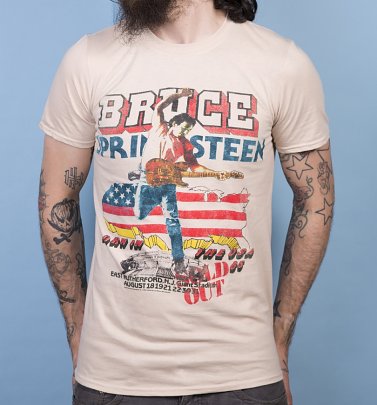 Men's Beige '85 US Tour Bruce Springsteen T-Shirt Men's Beige '85 US Tour Bruce Springsteen T-Shirt