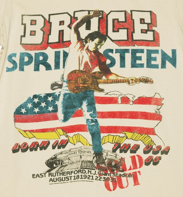 Men's Beige '85 US Tour Bruce Springsteen T-Shirt Men's Beige '85 US Tour Bruce Springsteen T-Shirt