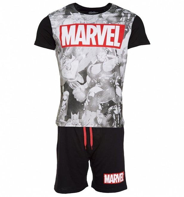 Men's Big Marvel Logo Shortie Pyjamas Men's Big Marvel Logo Shortie Pyjamas