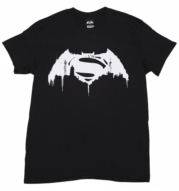 Men's Black Batman V Superman Graffiti Logo T-Shirt Men's Black Batman V Superman Graffiti Logo T-Shirt
