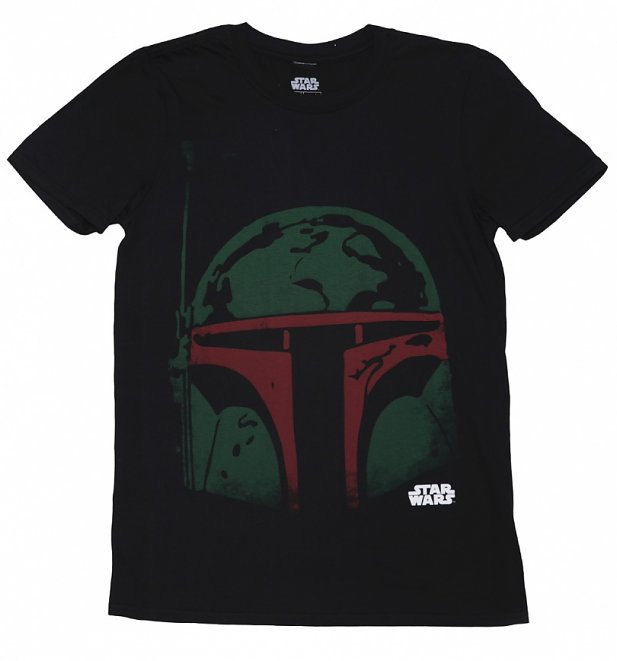 Men's Black Boba Fett Head Star Wars T-Shirt Men's Black Boba Fett Head Star Wars T-Shirt