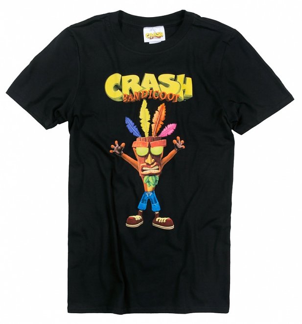 Men's Black Crash Bandicoot Aku Aku Mask T-Shirt Men's Black Crash Bandicoot Aku Aku Mask T-Shirt
